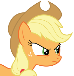 Size: 3488x3597 | Tagged: safe, artist:cloudyglow, applejack, earth pony, pony, leap of faith, .ai available, angry, female, freckles, mare, simple background, solo, transparent background, vector