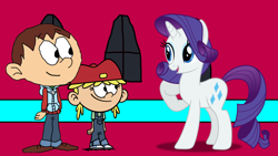 Size: 1366x768 | Tagged: safe, artist:dashiesparkle, artist:ianpony98, rarity, oc, oc:ian, pony, unicorn, crossover, lana loud, style emulation, the loud house