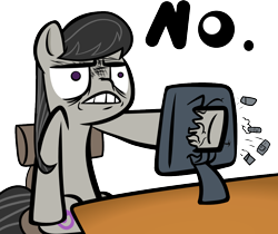 Size: 1100x922 | Tagged: safe, artist:haetran, octavia melody, earth pony, pony, computer, female, no, reaction image, simple background, solo, transparent background, vector