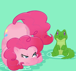 Size: 700x653 | Tagged: safe, artist:guiltyp, gummy, pinkie pie, pony, simple background, sitting