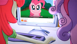 Size: 1256x720 | Tagged: safe, apple bloom, pinkie pie, sweetie belle, equestria girls, computer, cyrillic, exploitable meme, russian, smile hd, the crusaders browse the internet, this will end in tears