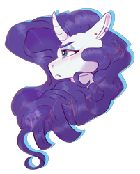 Size: 8905x11055 | Tagged: safe, artist:freckledely, rarity, pony, unicorn, absurd resolution, curved horn, ear piercing, horn, piercing, profile, simple background, solo, transparent background