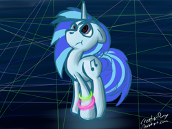 Size: 4000x3000 | Tagged: safe, artist:tivy, dj pon-3, vinyl scratch, pony, unicorn, bracelet, glowstick, solo