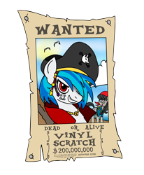 Size: 1632x1980 | Tagged: safe, artist:mrfulp, dj pon-3, octavia melody, vinyl scratch, earth pony, pony, one piece, pirate, wanted poster