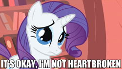 Size: 1280x720 | Tagged: safe, artist:dwk, edit, edited screencap, screencap, rarity, pony, unicorn, look before you sleep, blatant lies, caption, golden oaks library, puppy dog eyes, sad, solo, totally legit recap