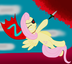 Size: 1899x1700 | Tagged: safe, fluttershy, pegasus, pony, captain shy, dagger, female, mare, weapon