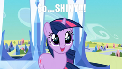 Size: 1040x585 | Tagged: safe, derpibooru import, twilight sparkle, image macro, meme, shiny, solo