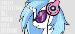 Size: 600x270 | Tagged: safe, artist:ezoisum, dj pon-3, vinyl scratch, pony, unicorn, headphones, solo