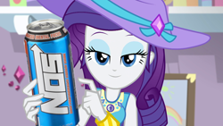 Size: 1280x720 | Tagged: safe, edit, edited screencap, editor:slamminu, screencap, rarity, better together, camping must-haves, equestria girls, lotion, nos, rarity's bedroom, solo