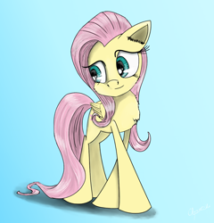 Size: 1186x1235 | Tagged: safe, artist:chopsticks, fluttershy, pegasus, pony, chest fluff, female, gradient background, mare, smiling, solo