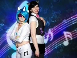 Size: 743x569 | Tagged: safe, artist:airbear101, artist:mishacosplay, dj pon-3, octavia melody, vinyl scratch, human, cosplay, irl, irl human, photo