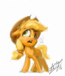 Size: 1024x1194 | Tagged: safe, artist:assasinmonkey, applejack, earth pony, pony, infinite painter, solo, speedpaint