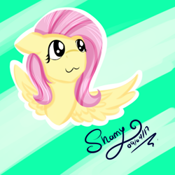 Size: 768x768 | Tagged: safe, artist:shamy-crist, fluttershy, pegasus, pony, :3, bust, portrait, solo