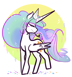 Size: 1515x1616 | Tagged: safe, artist:incapacitatedvixen, princess celestia, alicorn, pony, eyes closed, royalty, solo