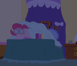 Size: 3213x2782 | Tagged: safe, artist:zefrenchm, pinkie pie, human, bed, binoculars, camera, humanized, solo