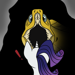 Size: 3900x3900 | Tagged: safe, artist:hellonurse, rarity, eel, seapony (g4), female, fetish, imminent vore, male, mawshot, moray eel, open mouth, seaponified, seapony rarity, species swap