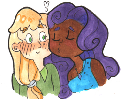 Size: 510x418 | Tagged: safe, artist:kessandras, applejack, rarity, human, female, humanized, lesbian, rarijack, shipping