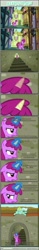 Size: 1063x6781 | Tagged: safe, artist:tritebristle, berry punch, berryshine, lyra heartstrings, comic:heartstrings, comic, disguise, spider lyra