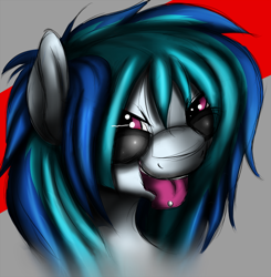 Size: 500x511 | Tagged: safe, artist:jinyaranda, dj pon-3, vinyl scratch, pony, unicorn, bust, portrait, solo, tongue out