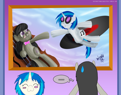 Size: 1018x800 | Tagged: safe, artist:ladyanidraws, dj pon-3, octavia melody, vinyl scratch, earth pony, pony, fine art parody, the creation of adam