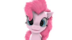 Size: 1025x577 | Tagged: safe, artist:tridashie27, pinkie pie, earth pony, pony, 3d, :3, cute, diapinkes, floppy ears, fluffy, head tilt, looking at you, simple background, smiling, solo, white background