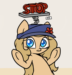 Size: 650x672 | Tagged: safe, artist:slavedemorto, oc, oc only, oc:backy, hat, looking at you, solo, stop