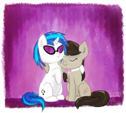 Size: 1000x896 | Tagged: safe, artist:erysz, dj pon-3, octavia melody, vinyl scratch, earth pony, pony, friends, happy, hug