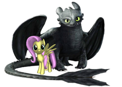 Size: 874x625 | Tagged: safe, artist:iheartdreamworks, fluttershy, dragon, pegasus, pony, pony creator, 3d, dreamworks, how to train your dragon, ponylumen, toothless the dragon