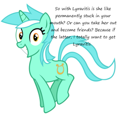 Size: 837x798 | Tagged: safe, lyra heartstrings, excited, grin, insane pony thread, pronking, solo, tumblr