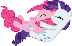 Size: 500x318 | Tagged: safe, pinkie pie, rarity, earth pony, pony, unicorn, the last roundup, rarity catch me, simple background, smiling, transparent background, vector