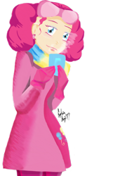 Size: 1536x2048 | Tagged: safe, artist:autumn-opaline, pinkie pie, human, clothes, humanized, scarf, simple background, solo, transparent background