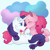 Size: 1024x1024 | Tagged: safe, artist:bewarethemusicman, pinkie pie, rarity, earth pony, pony, unicorn, cloud, female, fluffy, lesbian, raripie, shipping