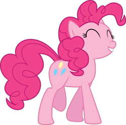 Size: 6443x6400 | Tagged: safe, artist:stjonal, pinkie pie, earth pony, pony, .svg available, absurd resolution, eyes closed, grin, simple background, smiling, solo, transparent background, vector, walking