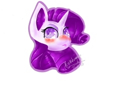 Size: 970x800 | Tagged: safe, artist:penpale-heart, rarity, pony, unicorn, blushing, bust, female, mare, red nosed, solo, tongue out, wingding eyes