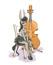 Size: 598x729 | Tagged: safe, artist:hcgom, octavia melody, anthro, bunny ears, cello, musical instrument, solo