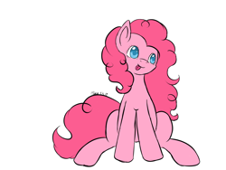 Size: 4724x3543 | Tagged: safe, artist:xaik0x, pinkie pie, earth pony, pony, absurd resolution, simple background, sitting, solo, tongue out, white background