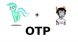 Size: 1024x563 | Tagged: safe, lyra heartstrings, cronus ampora, exploitable meme, homestuck, humie, irrational exuberance, meta, otp, smiling