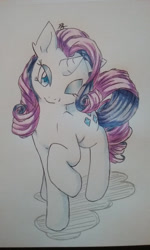 Size: 1024x1707 | Tagged: safe, artist:beelzezlover, rarity, pony, unicorn, solo, traditional art