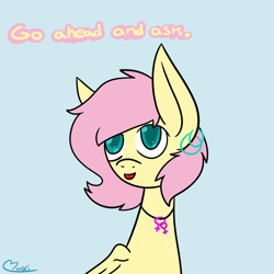 Size: 1000x1000 | Tagged: safe, artist:lesbian-fluttershy, fluttershy, pegasus, pony, alternate hairstyle, lesbian fluttershy, solo