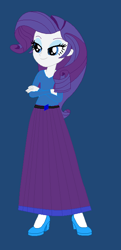 Size: 342x708 | Tagged: safe, artist:starman1999, rarity, equestria girls, blue background, clothes, crossed arms, female, lidded eyes, long skirt, simple background, skirt, smiling, solo, wingding eyes