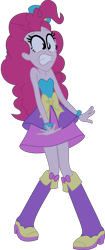 Size: 2756x6559 | Tagged: safe, artist:darksoul46, pinkie pie, equestria girls, absurd resolution, boots, bracelet, clothes, dress, faic, fall formal outfits, hat, high heel boots, jewelry, scared, simple background, sleeveless, solo, strapless, top hat, transparent background