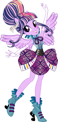 Size: 6727x14158 | Tagged: safe, artist:sugar-loop, derpibooru import, twilight sparkle, twilight sparkle (alicorn), alicorn, equestria girls, rainbow rocks, absurd resolution, box art, high heels, outfit, rockin' hair, simple background, solo, transparent background, vector