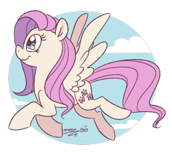 Size: 935x883 | Tagged: safe, artist:espeonna, fluttershy, pegasus, pony, flying, profile, smiling, solo, spread wings, wings