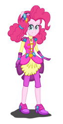 Size: 1548x3048 | Tagged: safe, artist:deannaphantom13, pinkie pie, equestria girls, legend of everfree, clothes, crystal guardian, gloves, hasbro, hasbro studios, headband, high heels, ponied up, pony ears, shoes, solo, super ponied up