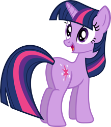 Size: 3107x3566 | Tagged: safe, artist:porygon2z, derpibooru import, twilight sparkle, unicorn twilight, pony, unicorn, butt, female, looking back, looking over shoulder, mare, open mouth, plot, simple background, solo, transparent background, twibutt, vector