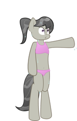 Size: 715x1116 | Tagged: safe, artist:ptepix, octavia melody, earth pony, pony, alternate hairstyle, belly button, bikini, bipedal, clothes, female, mare, open mouth, ponytail, solo, swimsuit, wet