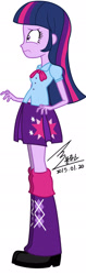 Size: 868x2736 | Tagged: safe, artist:bluse, derpibooru import, twilight sparkle, equestria girls, background removed, cutie mark on clothes, female, show accurate, signature, simple background, solo, white background