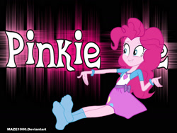 Size: 2000x1500 | Tagged: safe, artist:maze1000, pinkie pie, equestria girls, balloon, bracelet, clothes, cute, jewelry, skirt, socks, solo