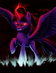 Size: 1024x1325 | Tagged: safe, artist:fox-moonglow, derpibooru import, twilight sparkle, twilight sparkle (alicorn), alicorn, pony, crying, female, glowing horn, mare, solo