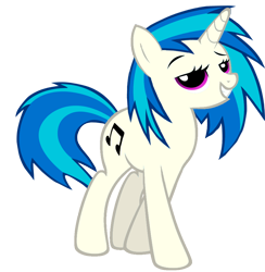 Size: 880x900 | Tagged: safe, artist:flamelauncher14, dj pon-3, vinyl scratch, pony, unicorn, cutie mark, dreamworks face, female, glasses, hooves, horn, mare, recolor, simple background, smiling, smirk, solo, strut, teeth, transparent background, vector